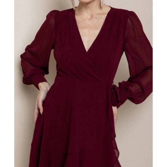 SOIEBLU Dresses & Skirts - NEW SOIEBLU long sleeve wrap dress in cabernet